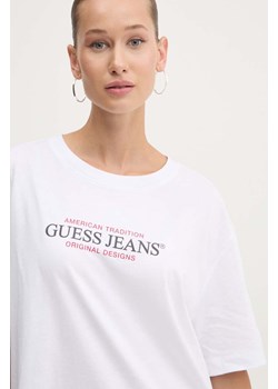Guess Jeans t-shirt bawełniany damski kolor biały W4YI08 K8HM0 ze sklepu ANSWEAR.com w kategorii Bluzki damskie - zdjęcie 174583928