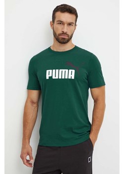 Puma t-shirt męski kolor zielony z nadrukiem ze sklepu ANSWEAR.com w kategorii T-shirty męskie - zdjęcie 174584045
