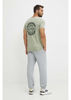 Columbia t-shirt bawełniany męski kolor zielony z nadrukiem ze sklepu ANSWEAR.com w kategorii T-shirty męskie - zdjęcie 174584137