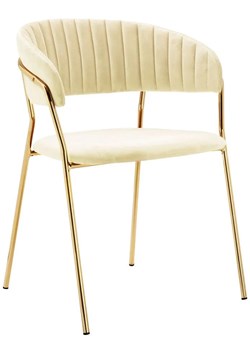 Beżowe krzesło tapicerowane w stylu glamour - Piano 2X ze sklepu Edinos.pl w kategorii Krzesła - zdjęcie 174584199