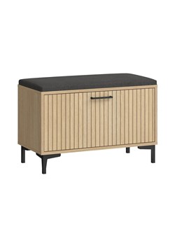 Szafka Na Buty Z Tapicerowanym Siedziskiem Dąb Sławonia + Lamele R7-P97 - id: 44005 - marki Elior - 174584528 Szafka Na Buty Z Tapicerowanym Siedziskiem Dąb Sławonia + Lamele R7-P97 ze sklepu Edinos.pl w kategorii Dom - zdjęcie 174584528