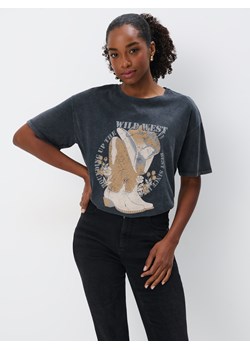 Mohito - T-shirt z nadrukiem - szary ze sklepu Mohito w kategorii Bluzki damskie - zdjęcie 174585825