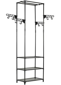 Czarny wieszak do garderoby na ubrania z półkami K3-Z22 ze sklepu Edinos.pl w kategorii Dom - zdjęcie 174587617