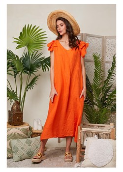 Lin Passion Lniana sukienka w kolorze pomarańczowym ze sklepu Limango Polska w kategorii Sukienki - zdjęcie 174589019