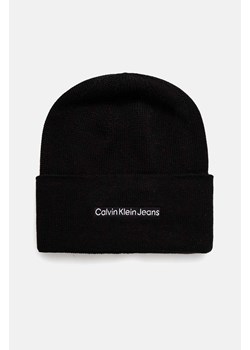 Calvin Klein Jeans czapka kolor czarny z cienkiej dzianiny K50K512452 ze sklepu ANSWEAR.com w kategorii Czapki zimowe męskie - zdjęcie 174593435