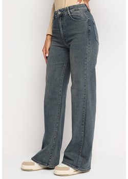 Granatowe Jeansy z Szerokimi Nogawkami z Wysokim Stanem Nevetteia ze sklepu Born2be Odzież w kategorii Jeansy damskie - zdjęcie 174593588