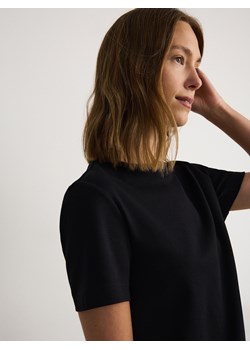 Reserved - T-shirt z merceryzowanej bawełny - czarny ze sklepu Reserved w kategorii Bluzki damskie - zdjęcie 174600906