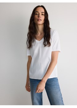 Reserved - T-shirt z modalem - biały ze sklepu Reserved w kategorii Bluzki damskie - zdjęcie 174600968