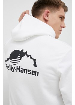 Helly Hansen bluza YU HOODIE 2.0 męska kolor biały z kapturem gładka 53582 ze sklepu PRM w kategorii Bluzy męskie - zdjęcie 174607929