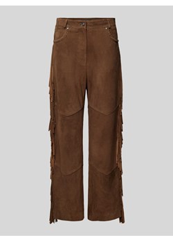 Spodnie skórzane z frędzlami ze sklepu Peek&Cloppenburg  w kategorii Spodnie damskie - zdjęcie 174614979