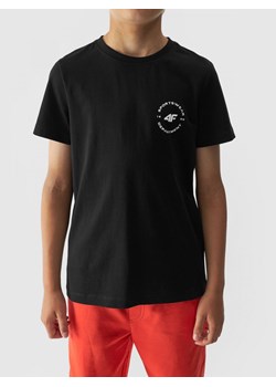 Chłopięcy t-shirt basic 4F 4FJWAW24TTSHM1859 - czarny ze sklepu Sportstylestory.com w kategorii T-shirty chłopięce - zdjęcie 174616058