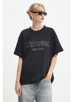 Iceberg t-shirt bawełniany damski kolor czarny F5C1 6307 ze sklepu ANSWEAR.com w kategorii Bluzki damskie - zdjęcie 174618455