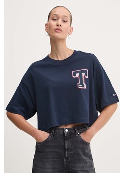 Tommy Jeans t-shirt bawełniany damski kolor granatowy DW0DW18656 ze sklepu ANSWEAR.com w kategorii Bluzki damskie - zdjęcie 174618465