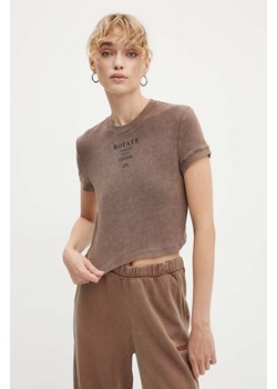 Rotate t-shirt damski kolor brązowy ze sklepu ANSWEAR.com w kategorii Bluzki damskie - zdjęcie 174618646