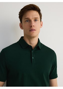 Reserved - Koszulka polo regular z bawełny - ciemnozielony ze sklepu Reserved w kategorii T-shirty męskie - zdjęcie 174620649