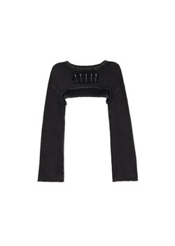 Cropp - Krótki sweter z agrafkami - czarny ze sklepu Cropp w kategorii Swetry damskie - zdjęcie 174626359