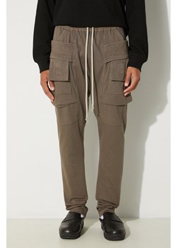 Rick Owens spodnie dresowe bawełniane Creatch Cargo Drawstring kolor szary gładkie DU02D2376.RIG ze sklepu PRM w kategorii Spodnie męskie - zdjęcie 174626898