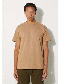 Carhartt WIP t-shirt bawełniany S/S Chase męski kolor beżowy gładki I026391.2GQXX ze sklepu PRM w kategorii T-shirty męskie - zdjęcie 174626946