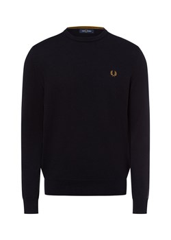 Fred Perry Sweter męski Mężczyźni drobna dzianina granatowy jednolity ze sklepu vangraaf w kategorii Swetry męskie - zdjęcie 174629487