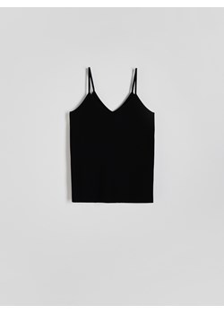 Reserved - Dzianinowy top na ramiączkach - czarny ze sklepu Reserved w kategorii Bluzki damskie - zdjęcie 174629556