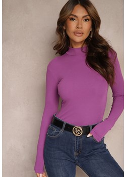 Fioletowa Dopasowana Bluzka z Półgolfem Leriyana ze sklepu Renee odzież w kategorii Bluzki damskie - zdjęcie 174630087