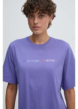 United Colors of Benetton t-shirt bawełniany damski kolor fioletowy 3BL0D1081 ze sklepu ANSWEAR.com w kategorii Bluzki damskie - zdjęcie 174633535