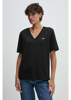 Lacoste t-shirt bawełniany damski kolor czarny ze sklepu ANSWEAR.com w kategorii Bluzki damskie - zdjęcie 174633578