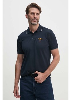 Aeronautica Militare polo bawełniane kolor granatowy z aplikacją ze sklepu ANSWEAR.com w kategorii T-shirty męskie - zdjęcie 174638229