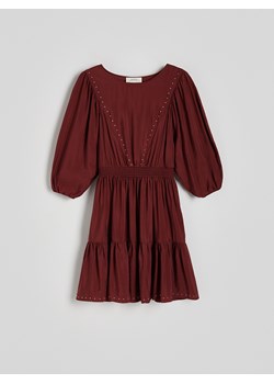 Reserved - Sukienka z ćwiekami - kasztanowy ze sklepu Reserved w kategorii Sukienki - zdjęcie 174641498