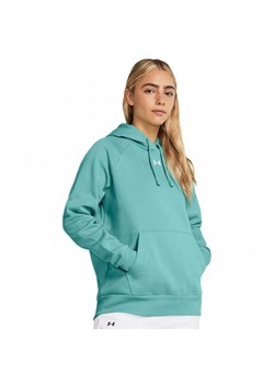 Damska bluza dresowa nierozpinana z kapturem Under Armour UA Rival Fleece Hoodie - turkusowa ze sklepu Sportstylestory.com w kategorii Bluzy damskie - zdjęcie 174643389