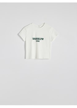 Reserved - T-shirt z nadrukiem - biały ze sklepu Reserved w kategorii Bluzki damskie - zdjęcie 174646146