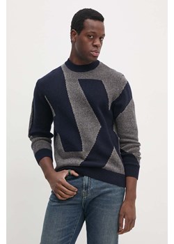 Armani Exchange sweter wełniany męski kolor granatowy  6DZM2Q ZM4QZ ze sklepu ANSWEAR.com w kategorii Swetry męskie - zdjęcie 174647507