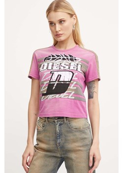 Diesel t-shirt bawełniany T-UNCUTIE-STRIPE damski kolor fioletowy A14282.0NMAU ze sklepu ANSWEAR.com w kategorii Bluzki damskie - zdjęcie 174647616