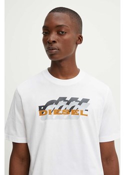 Diesel t-shirt bawełniany T-ADJUST-K5 męski kolor biały z nadrukiem A14824.0GRAI ze sklepu ANSWEAR.com w kategorii T-shirty męskie - zdjęcie 174647736