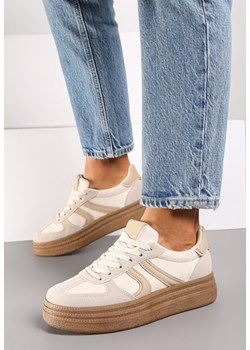 Beżowe Sneakersy na Grubej Podeszwie z Geometrycznym Wzorem Nevthaya ze sklepu born2be.pl w kategorii Buty sportowe damskie - zdjęcie 174651966