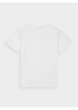 Dziewczęcy t-shirt basic 4F 4FJWMM00TTSHF2332 - biały ze sklepu Sportstylestory.com w kategorii Bluzki dziewczęce - zdjęcie 174652448