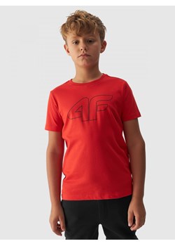 Chłopięcy t-shirt z nadrukiem 4F 4FJWMM00TTSHM1627- pomarańczowy ze sklepu Sportstylestory.com w kategorii T-shirty chłopięce - zdjęcie 174652538