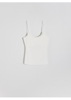 Reserved - Top na ramiączkach - złamana biel ze sklepu Reserved w kategorii Bluzki damskie - zdjęcie 174653708