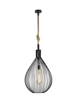 FISCHER &amp; HONSEL Lampa wisząca &quot;Rope&quot; w kolorze czarnym - wys. 140 cm x Ø 48 cm ze sklepu Limango Polska w kategorii Oświetlenie - zdjęcie 174657166
