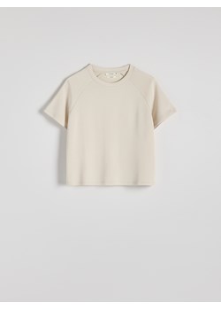 Reserved - T-shirt oversize z modalem - kremowy ze sklepu Reserved w kategorii Bluzki damskie - zdjęcie 174666936