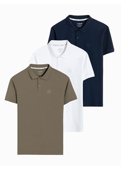 Zestaw koszulek męskich polo z dzianiny pique 3-pak - mix V24 Z28 ze sklepu ombre w kategorii T-shirty męskie - zdjęcie 174684939