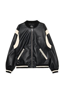 Cropp - Kurtka bomber z ekoskóry - czarny ze sklepu Cropp w kategorii Kurtki męskie - zdjęcie 174685405