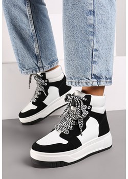 Czarne Sneakersy za Kostkę na Grubej Podeszwie z Perforacją Mivania ze sklepu born2be.pl w kategorii Buty sportowe damskie - zdjęcie 174685776