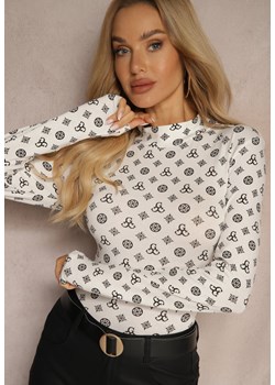 Biała Bawełniana Bluzka Ozdobiona Abstrakcyjnym Wzorem Steliora ze sklepu Renee odzież w kategorii Bluzki damskie - zdjęcie 174686469