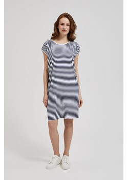 Sukienka w paski o długości przed kolano biało-niebieska ze sklepu Moodo.pl w kategorii Sukienki - zdjęcie 174693079