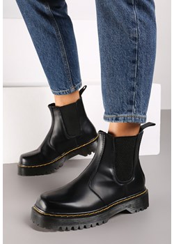Czarne Klasyczne Botki na Płaskiej Podeszwie w Stylu Sztybletów  Irithen ze sklepu born2be.pl w kategorii Botki - zdjęcie 174694756