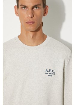 A.P.C. bluza bawełniana Sweat Rider męska kolor szary gładka COEZD.H27699-MARINE ze sklepu PRM w kategorii Bluzy męskie - zdjęcie 174695297