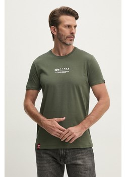 Alpha Industries t-shirt bawełniany kolor zielony z nadrukiem 108501.142-ZIELONY ze sklepu PRM w kategorii T-shirty męskie - zdjęcie 174695377