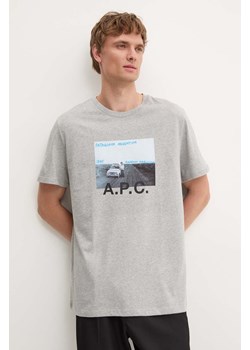 A.P.C. t-shirt bawełniany kolor szary z nadrukiem COEMV.H26058-GREY ze sklepu PRM w kategorii T-shirty męskie - zdjęcie 174695389