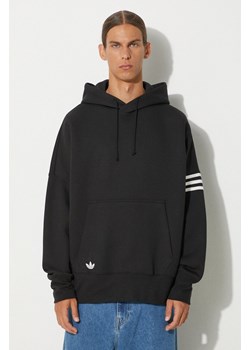 adidas Originals bluza Neuclassics C Hoodie męska kolor czarny z kapturem z aplikacją IW0975 ze sklepu PRM w kategorii Bluzy męskie - zdjęcie 174695515